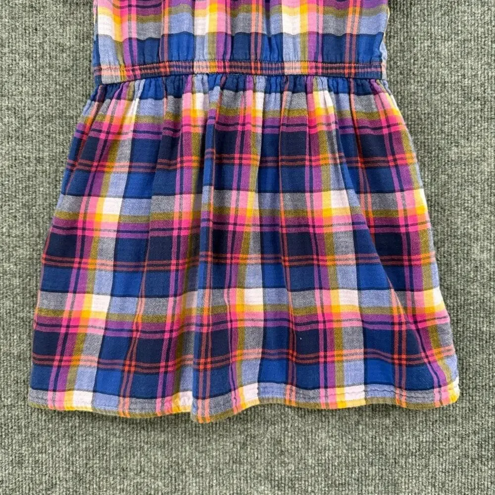 Cat & Jack Girls Plaid Shirt Dress Size 6 Multicolor Gauzy Double Weave Cotton